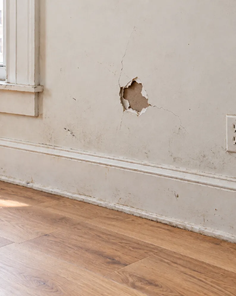 Drywall damage before repair