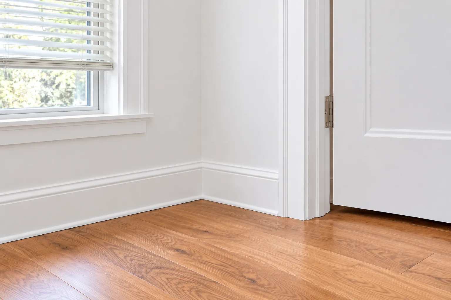 After: new casing and baseboard, painted